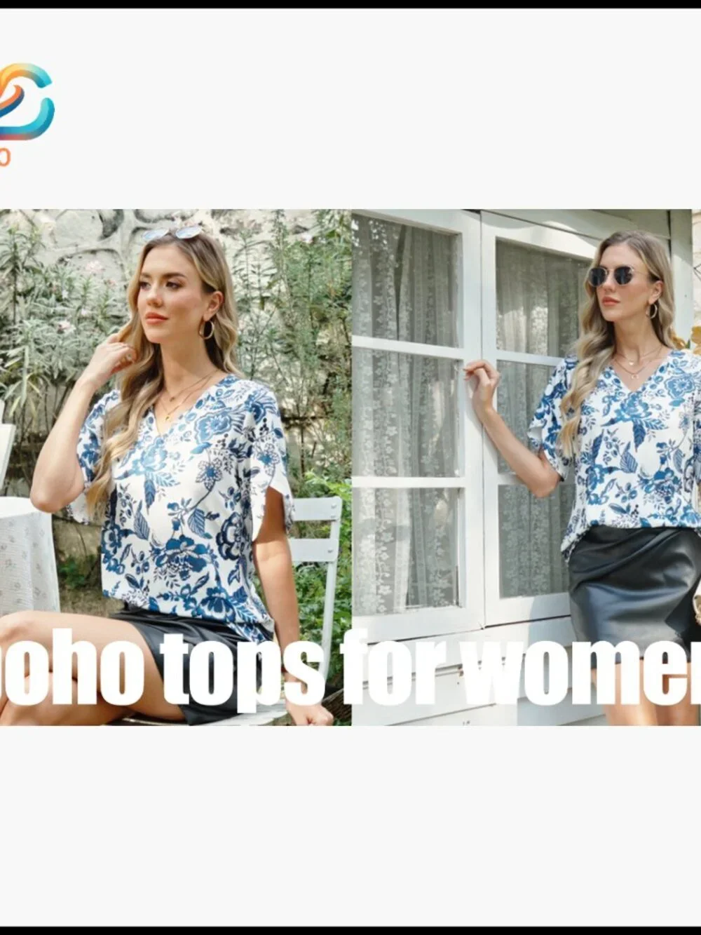 Petite V-Neck Peasant Top with Split Petal Sleeves, Lightweight Polyester Blend - Picture 7 of 7